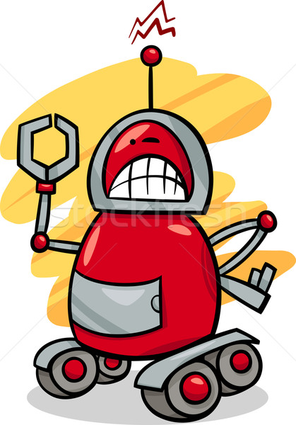Böse Roboter Karikatur Illustration Räder Kinder Stock foto © izakowski