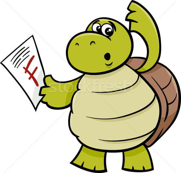 turtle with f mark cartoon illustration Stock photo © izakowski