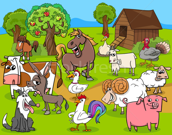 Animaux de la ferme groupe cartoon illustration [[stock_photo]] © izakowski