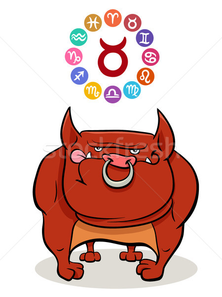 Taurus Zodiac sign with cartoon dog Stock photo © izakowski