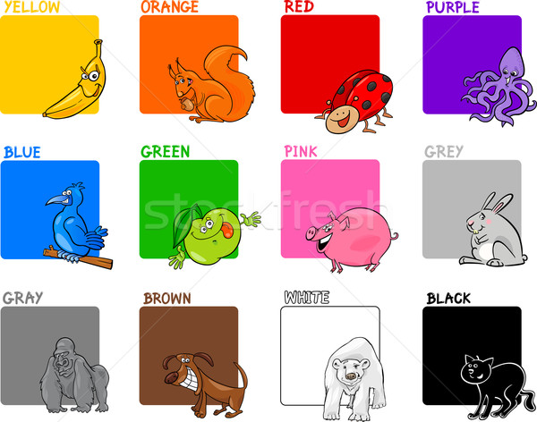Primário cores desenho animado conjunto ilustração animais Foto stock © izakowski