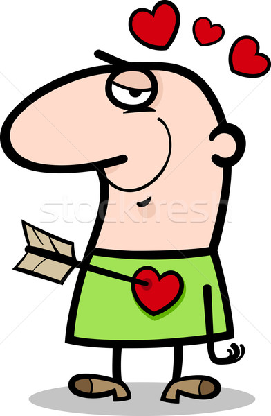 Stockfoto: Man · liefde · cartoon · illustratie · valentijnsdag · grappig