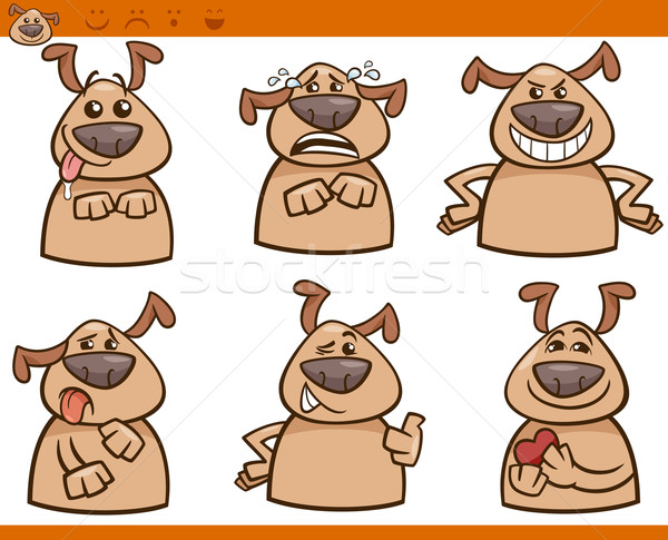 Hond emoties cartoon illustratie ingesteld grappig Stockfoto © izakowski