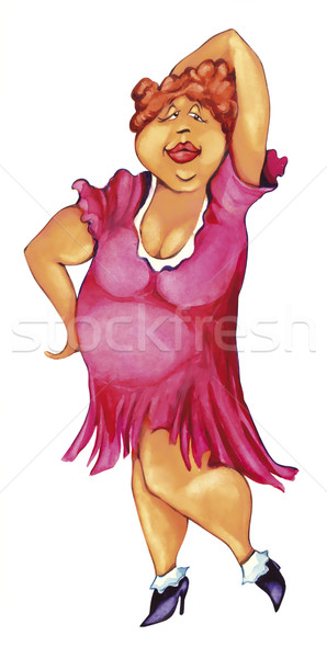 Cute sobrepeso mujer ilustración rojo Foto stock © izakowski
