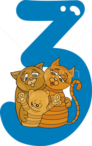 number three and 3 cats Stock photo © izakowski