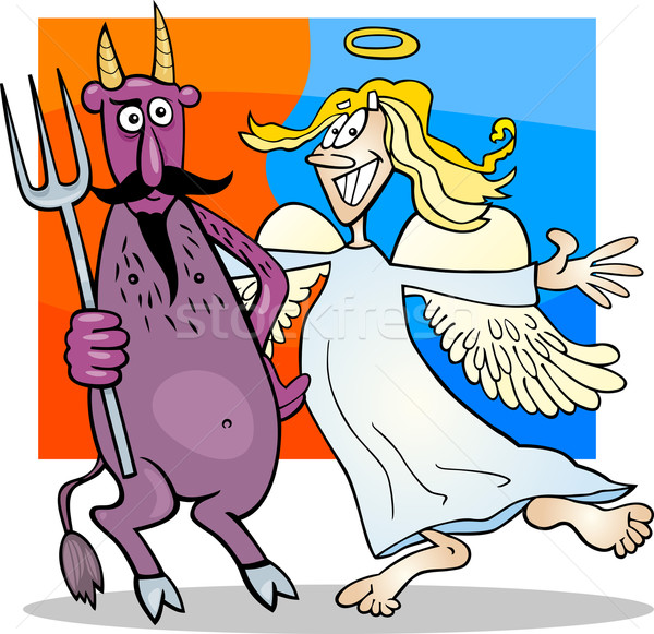 Angel and Devil in Friendship Cartoon Stock photo © izakowski