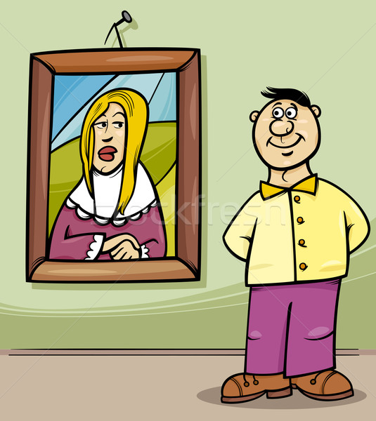 man in art gallery cartoon Stock photo © izakowski