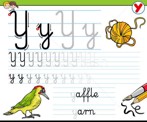 how to write letter Y worksheet for kids Stock photo © izakowski