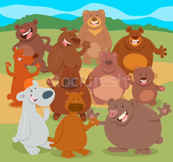 cartoon bears animal characters group Stock photo © izakowski