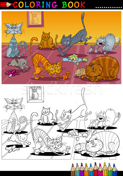 Cartoon Cats for Coloring Book or Page Stock photo © izakowski