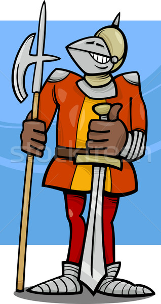 Cavaler armura desen animat ilustrare amuzant sabie Imagine de stoc © izakowski