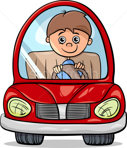 [[stock_photo]]: Garçon · voiture · cartoon · illustration · cute · jouet