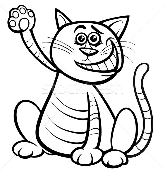 Kot kotek zwierząt charakter kolorowanka czarno białe Zdjęcia stock © izakowski