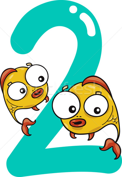 number two and 2 fish Stock photo © izakowski