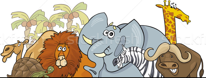 Cartoon afrikaanse safari wilde dieren ontwerp illustratie Stockfoto © izakowski