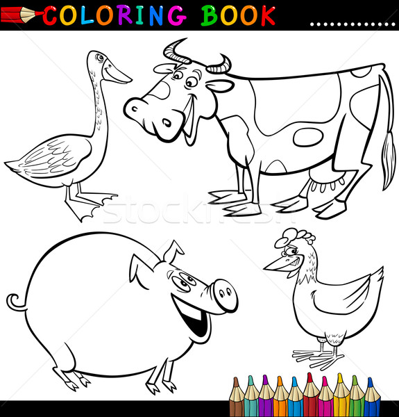 Fazenda galinha desenhos animados para colorir livro vetor(es) de stock de  ©izakowski 20084929