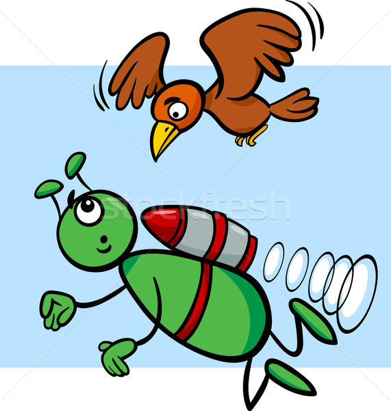 flying alien cartoon illustration Stock photo © izakowski