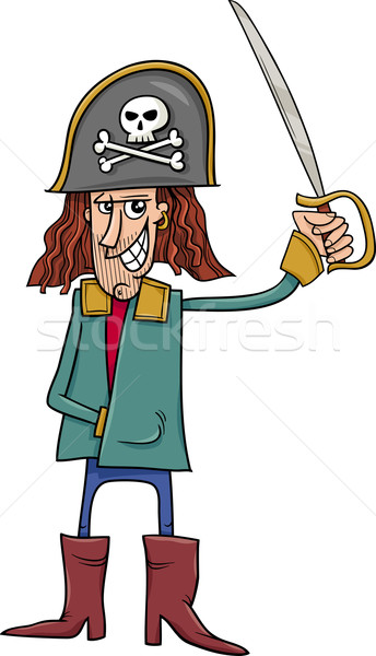 funny pirate cartoon illustration Stock photo © izakowski