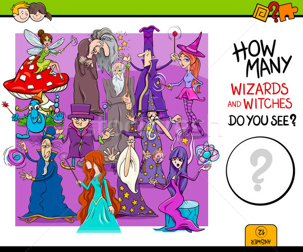 counting wizards educational game for kids Stock photo © izakowski