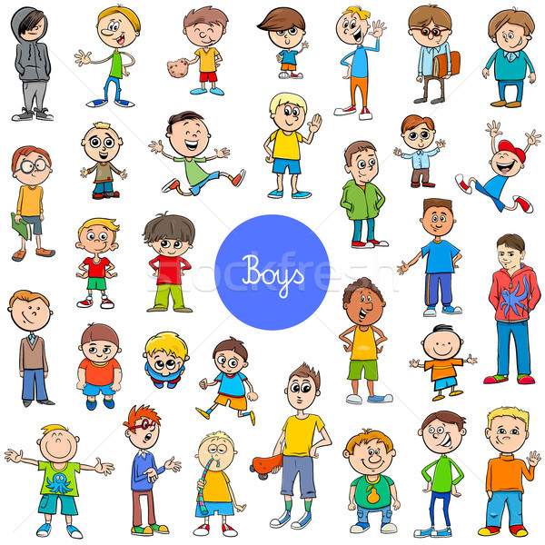 cartoon kid boys characters big set Stock photo © izakowski