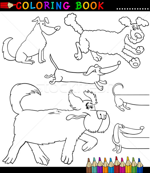 Cartoon Dogs or Puppies Coloring Page Stock photo © izakowski