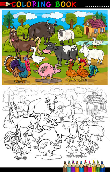 Cartoon Farm and Livestock Animals for Coloring Stock photo © izakowski