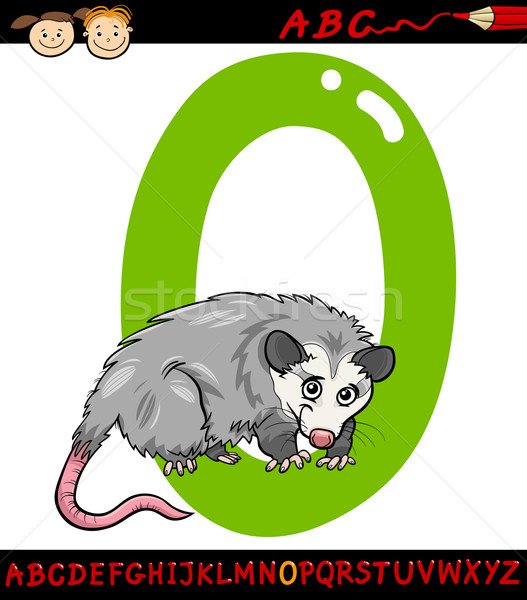 letter o for opossum cartoon illustration Stock photo © izakowski