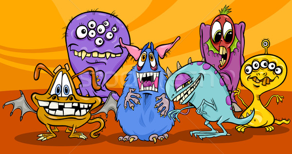 cartoon monsters illustration group Stock photo © izakowski