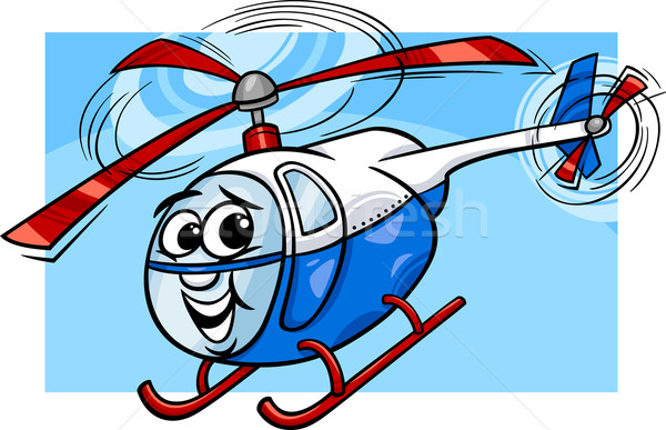 Hubschrauber Karikatur Illustration funny Comic Maskottchen Stock foto © izakowski