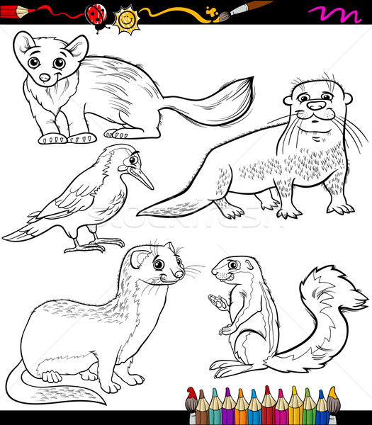 animals set cartoon coloring book Stock photo © izakowski