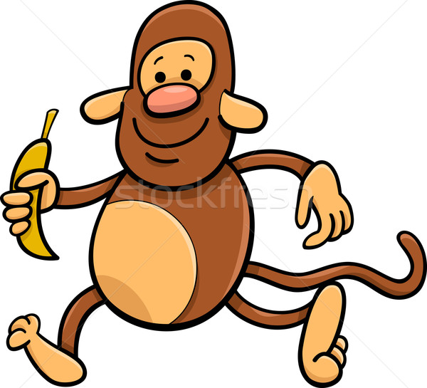 monkey with banana cartoon illustration Stock photo © izakowski