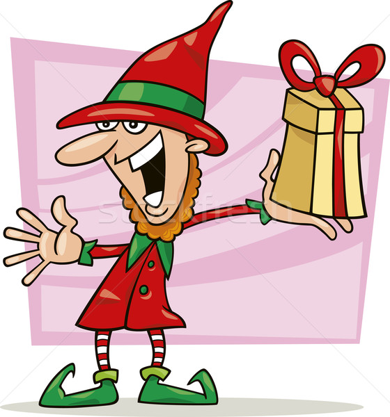 christmas elf with special gift Stock photo © izakowski