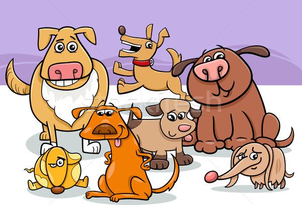 dogs group cartoon illustration Stock photo © izakowski