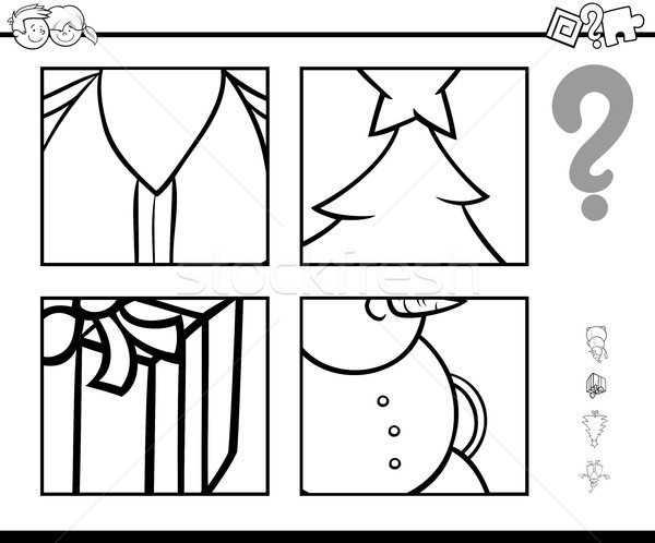 Találgatás karácsony játék feketefehér rajz illusztráció Stock fotó © izakowski