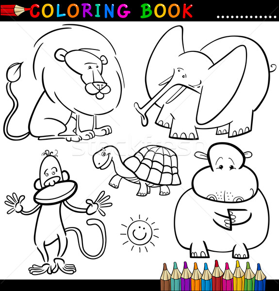 Animales libro para colorear página Cartoon ilustración funny Foto stock © izakowski