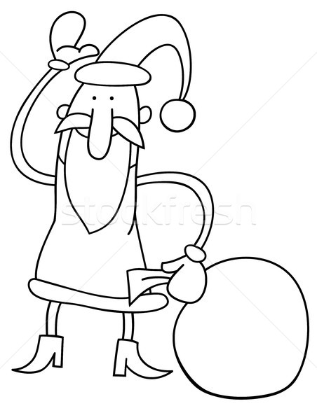 Mos Craciun Crăciun Desen Animat Carte De Colorat Negru Alb Ilustrare Ilustratie Vectoriala C Izakowski 8558435 Stockfresh
