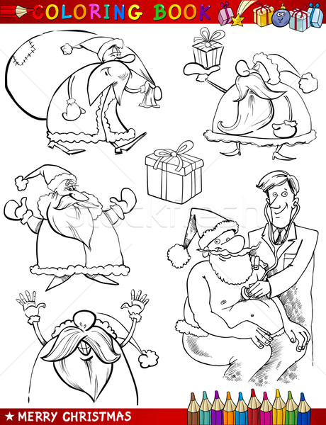 Cartoon Christmas Themes for Coloring Stock photo © izakowski
