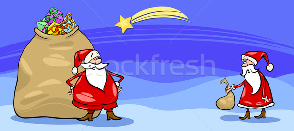 Santa Claus and sack cartoon card Stock photo © izakowski