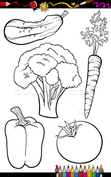 Desenho animado legumes conjunto livro para colorir página ilustração Foto stock © izakowski