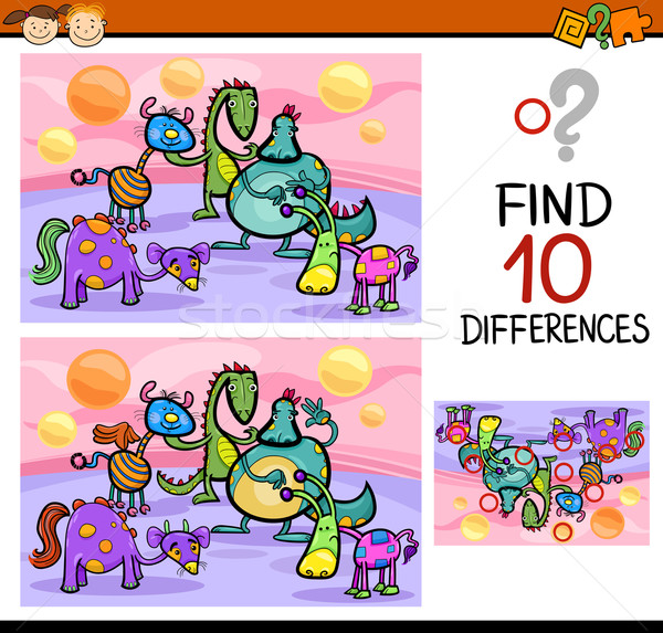 Megállapítás különbségek játék rajz illusztráció oktatási Stock fotó © izakowski