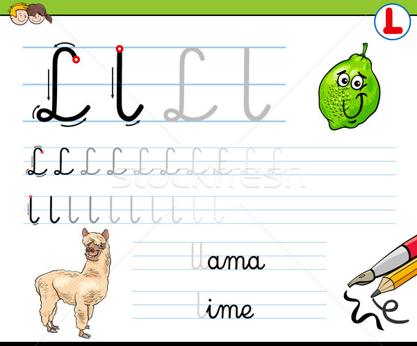 how to write letter L worksheet for kids Stock photo © izakowski