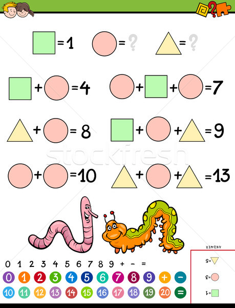 Foto stock: Matemática · cálculo · jogo · crianças · desenho · animado