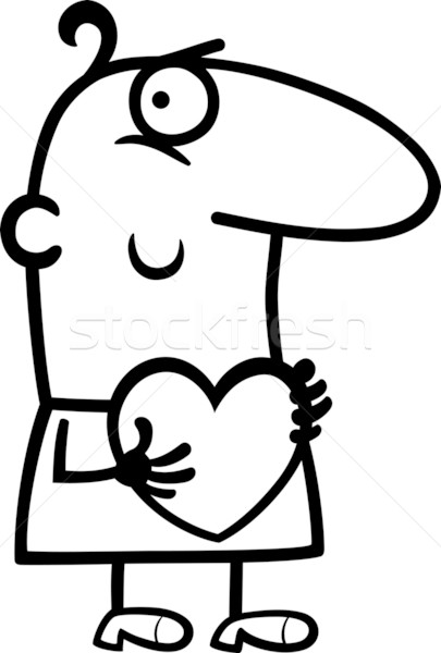 man with heart cartoon illustration Stock photo © izakowski