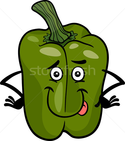 cute green pepper cartoon illustration Stock photo © izakowski