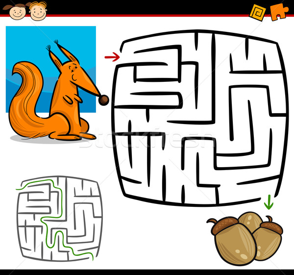 Karikatur Labyrinth Labyrinth Spiel Illustration Bildung Stock foto © izakowski