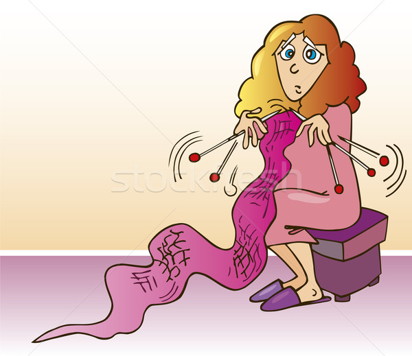 Stressed housewife knitting Stock photo © izakowski