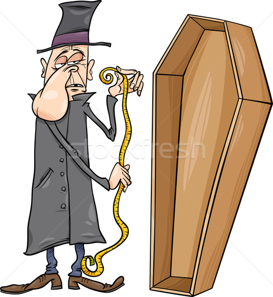 undertaker with coffin cartoon illustration Stock photo © izakowski