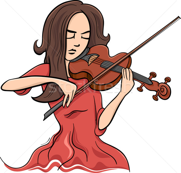 Femme jouer violon illustration cartoon violoniste [[stock_photo]] © izakowski