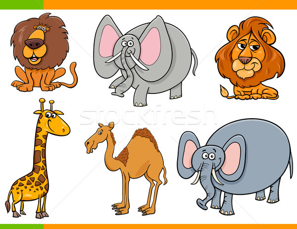 Karikatür safari hayvanlar komik ayarlamak örnek Stok fotoğraf © izakowski