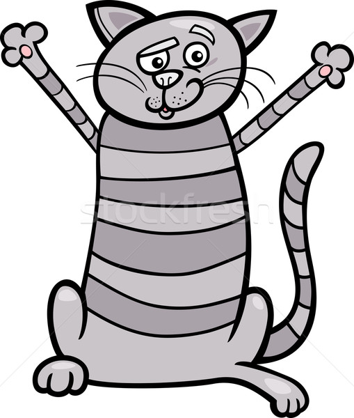 happy tabby cat cartoon illustration Stock photo © izakowski